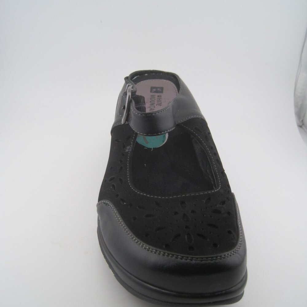 Women's White Mountain Gilding Black Peep-Toe Leather Clog size 7.5 Mary Jane - Picture 7 of 10